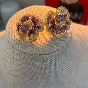 Joan Rivers Classics Collection 
Pink and Gold Floral Earrings